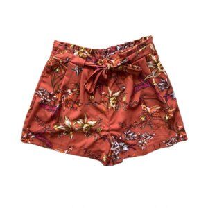Flowy orange floral shorts